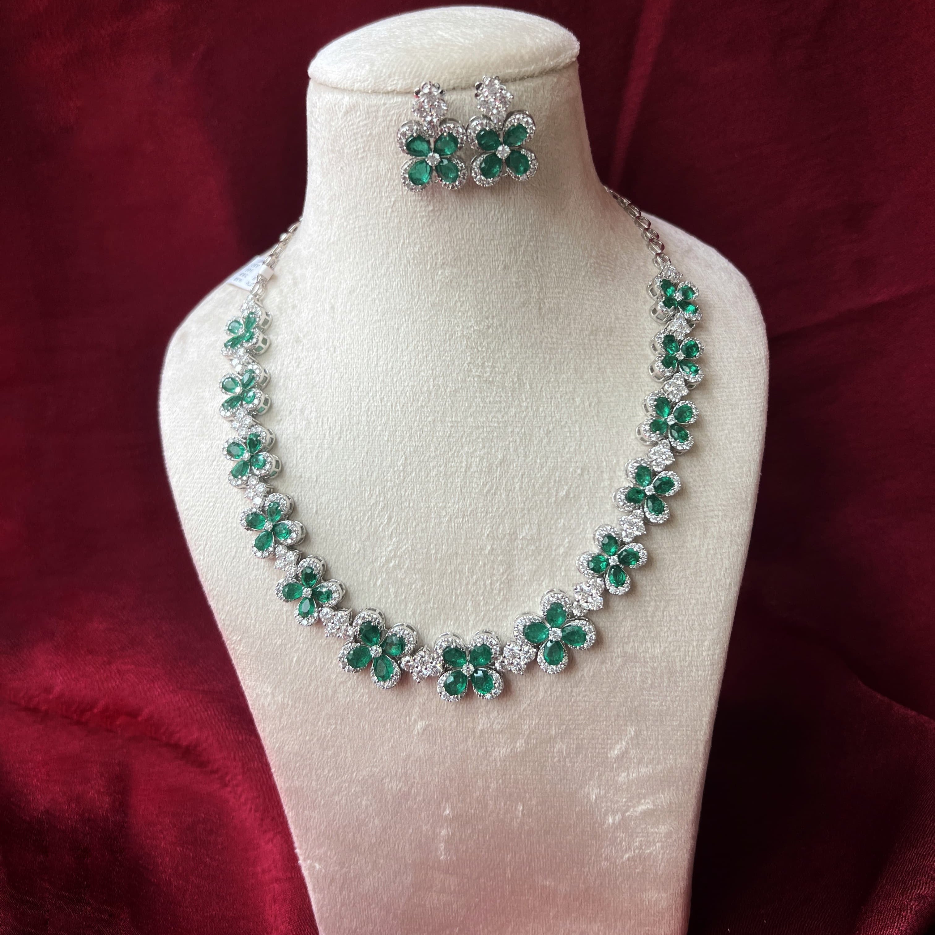 Statement Lab Grown Emerald Moissanite Necklace in 925 Silver