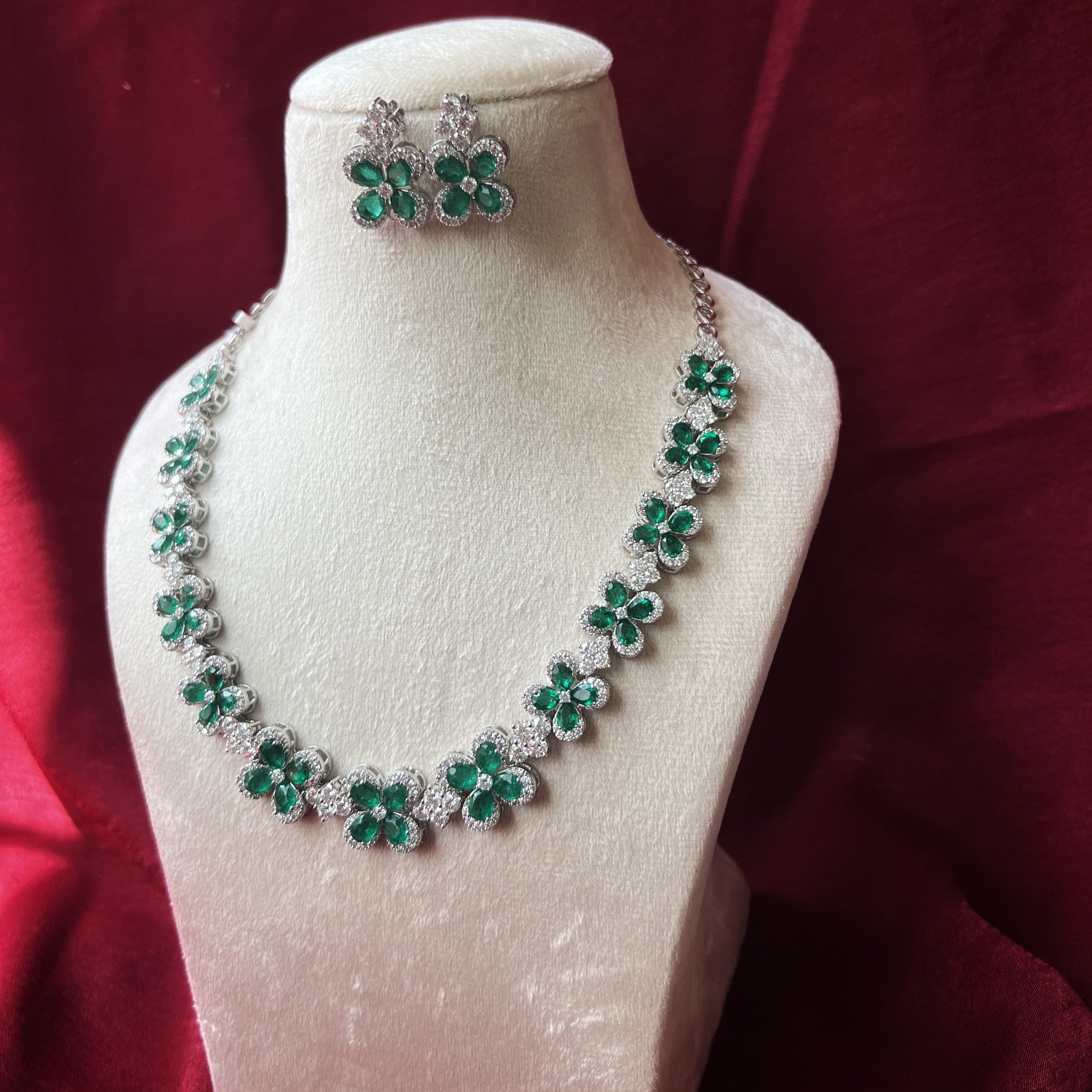 Statement Lab Grown Emerald Moissanite Necklace in 925 Silver