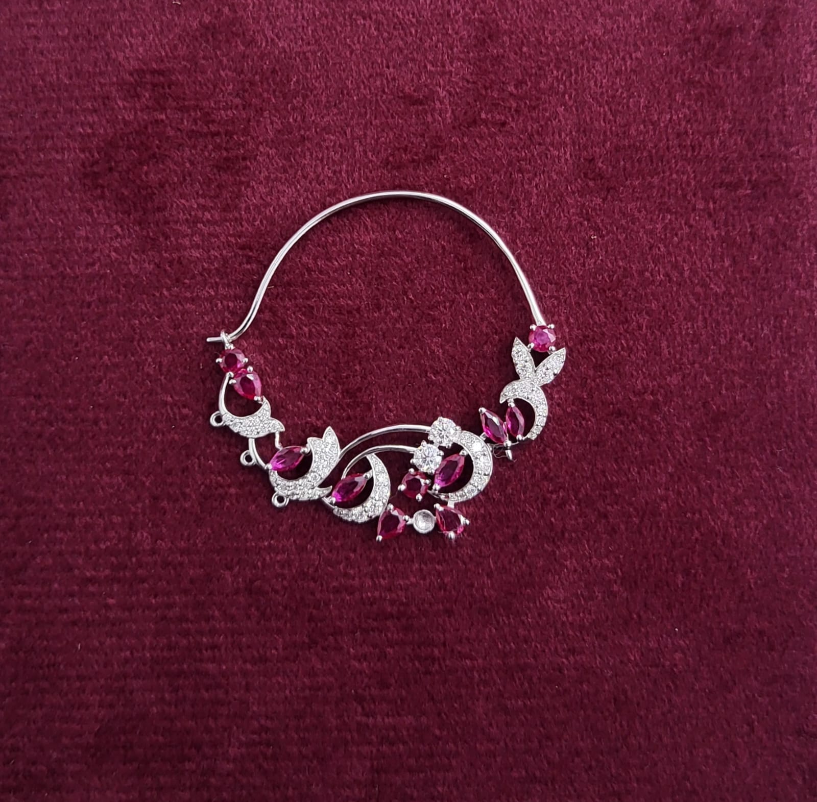 Traditional Silver with Moissanite Nath