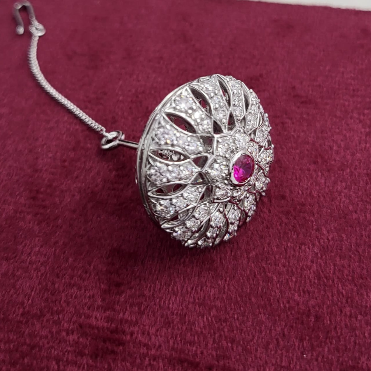 Traditional Silver Bodla with Moissanite