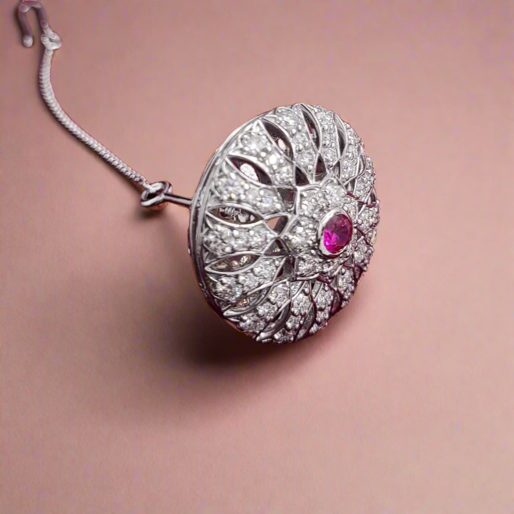 Traditional Silver Bodla with Moissanite
