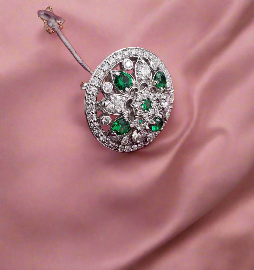 Jaipur Royale Silver Bodla with Moissanite