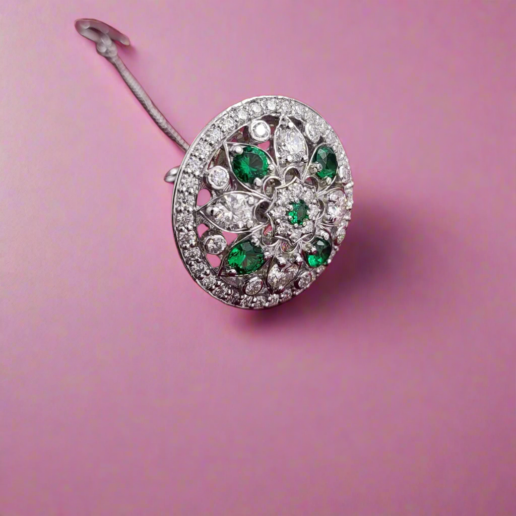 Jaipur Royale Silver Bodla with Moissanite