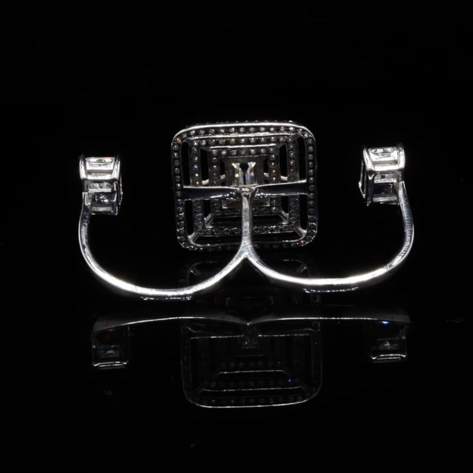 Sterling Silver with Moissanite 3 Finger Ring
