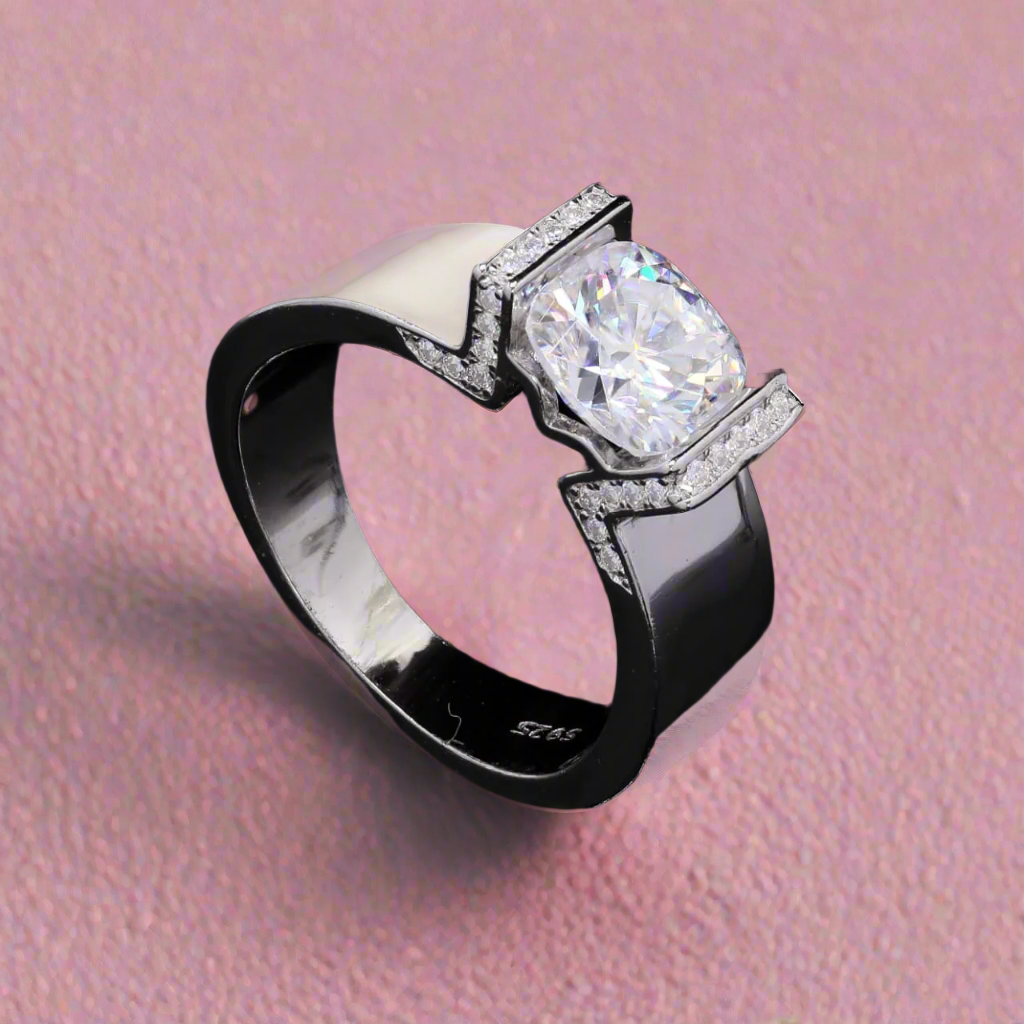 Starlit Crown Silver Moissanite Ring