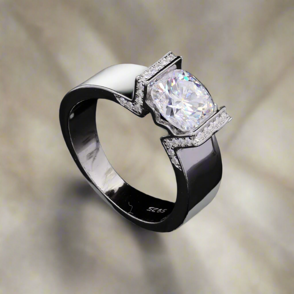 Starlit Crown Silver Moissanite Ring