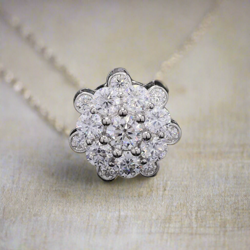 Infinity Loop Moissanite Silver Pendant in Silver
