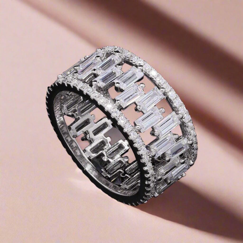 Timeless Moissanite Ring in Sterling Silver for her