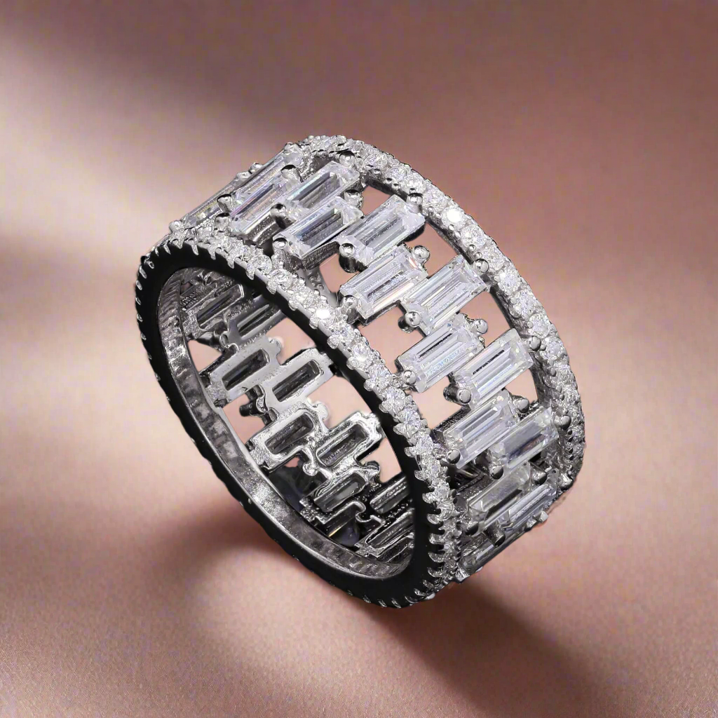 Timeless Moissanite Ring in Sterling Silver for her