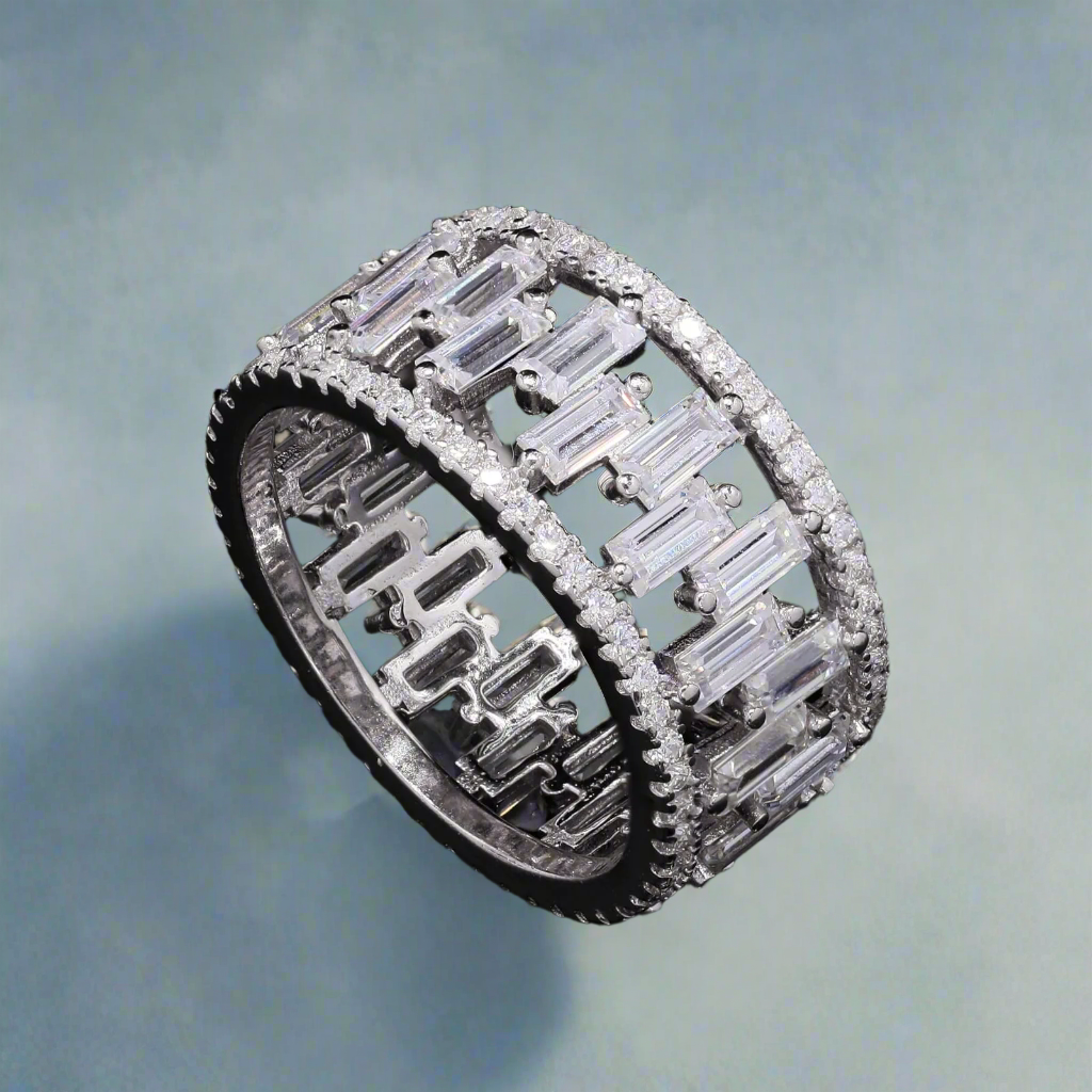 Timeless Moissanite Ring in Sterling Silver for her