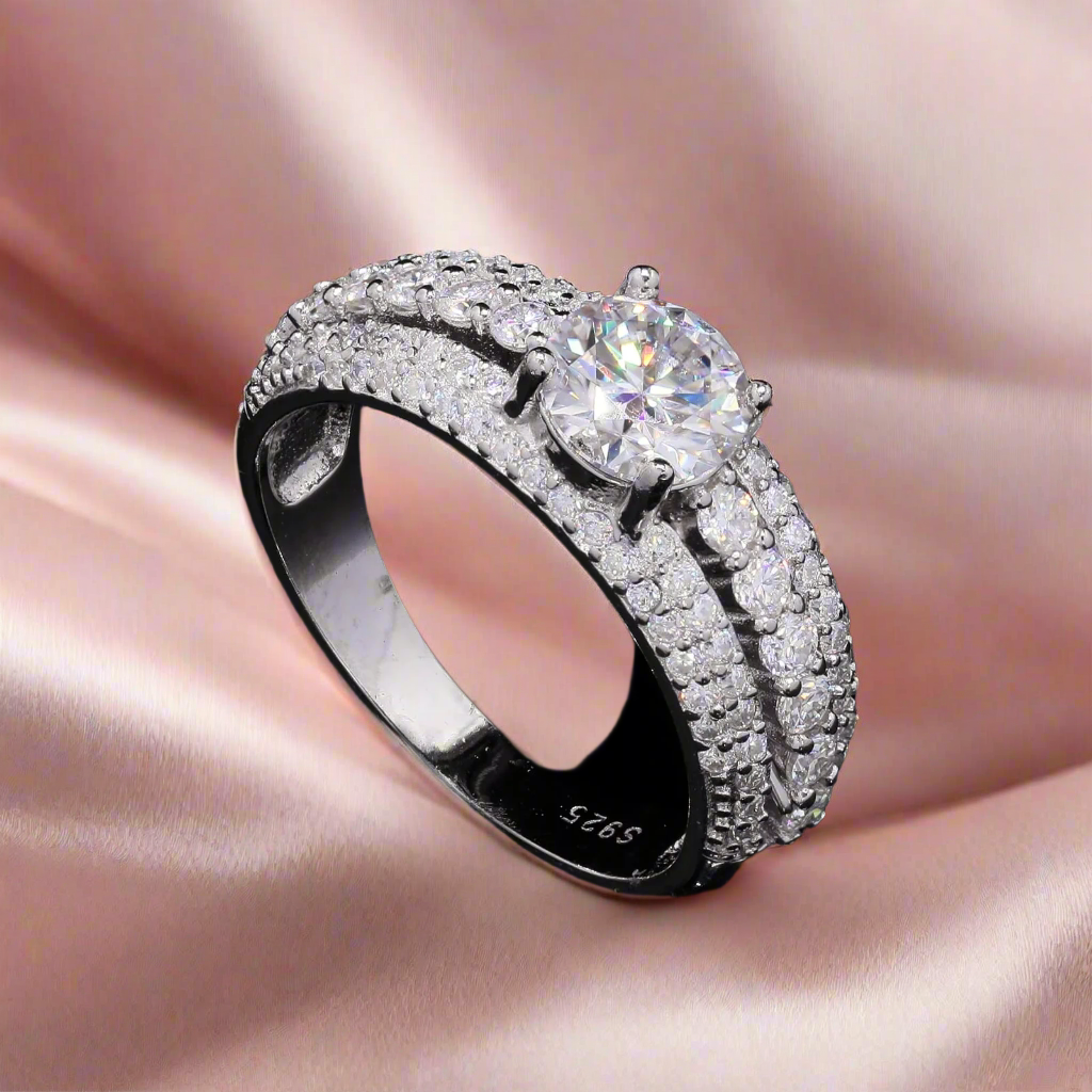 Brilliance Band Silver Moissanite Ring