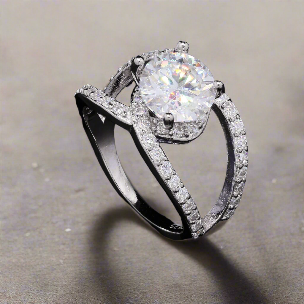Celestial Shine Silver Moissanite Ring