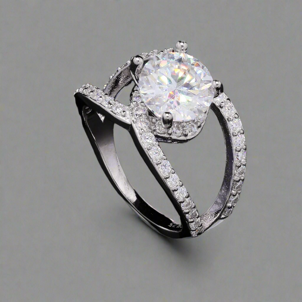 Celestial Shine Silver Moissanite Ring