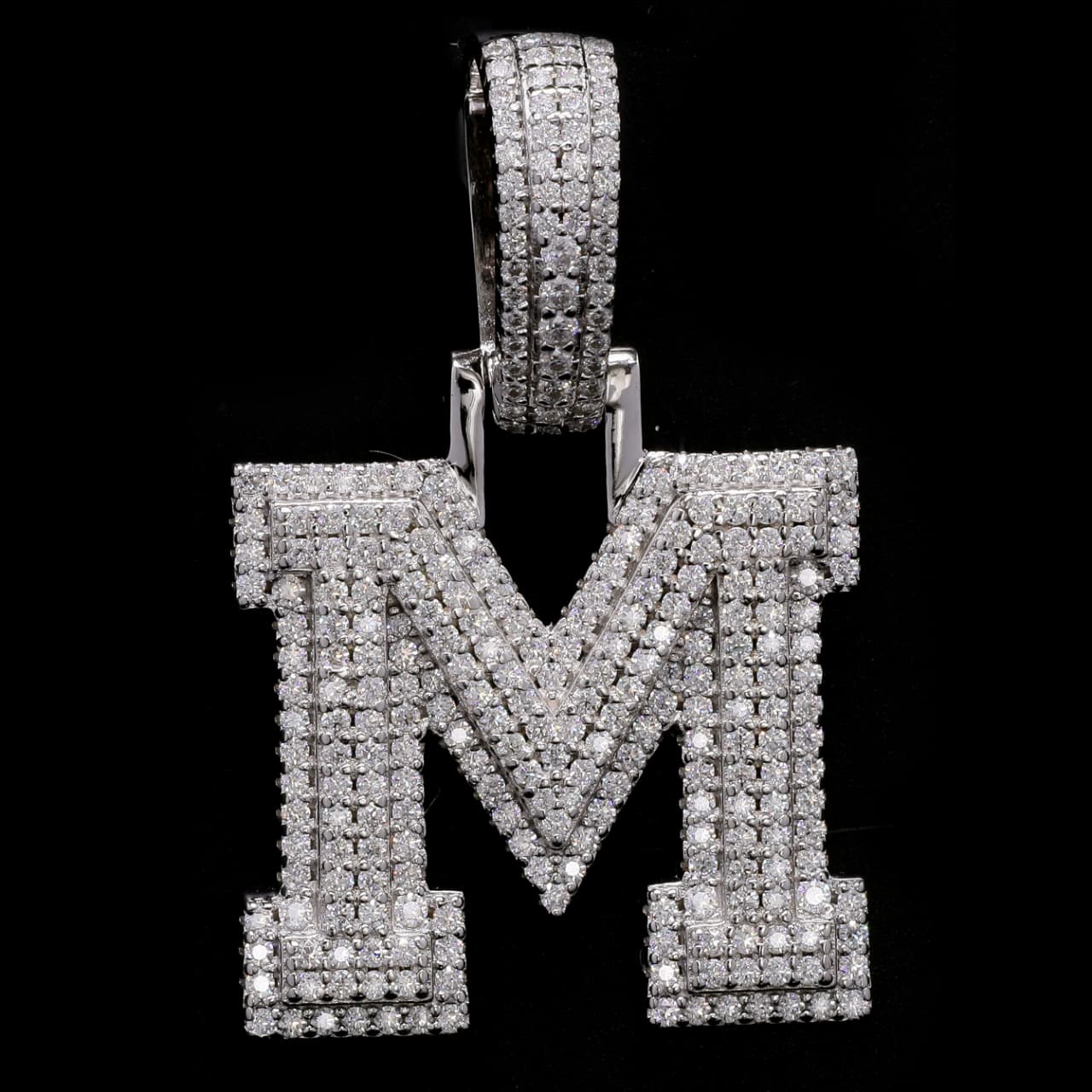 Sterling Silver Luxury Moissanite Initial M Charm Pendant for him