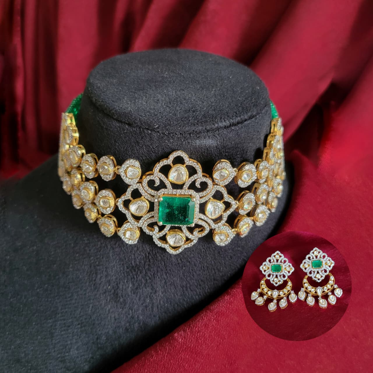 Traditional Polki Necklace Set in 925 silver
