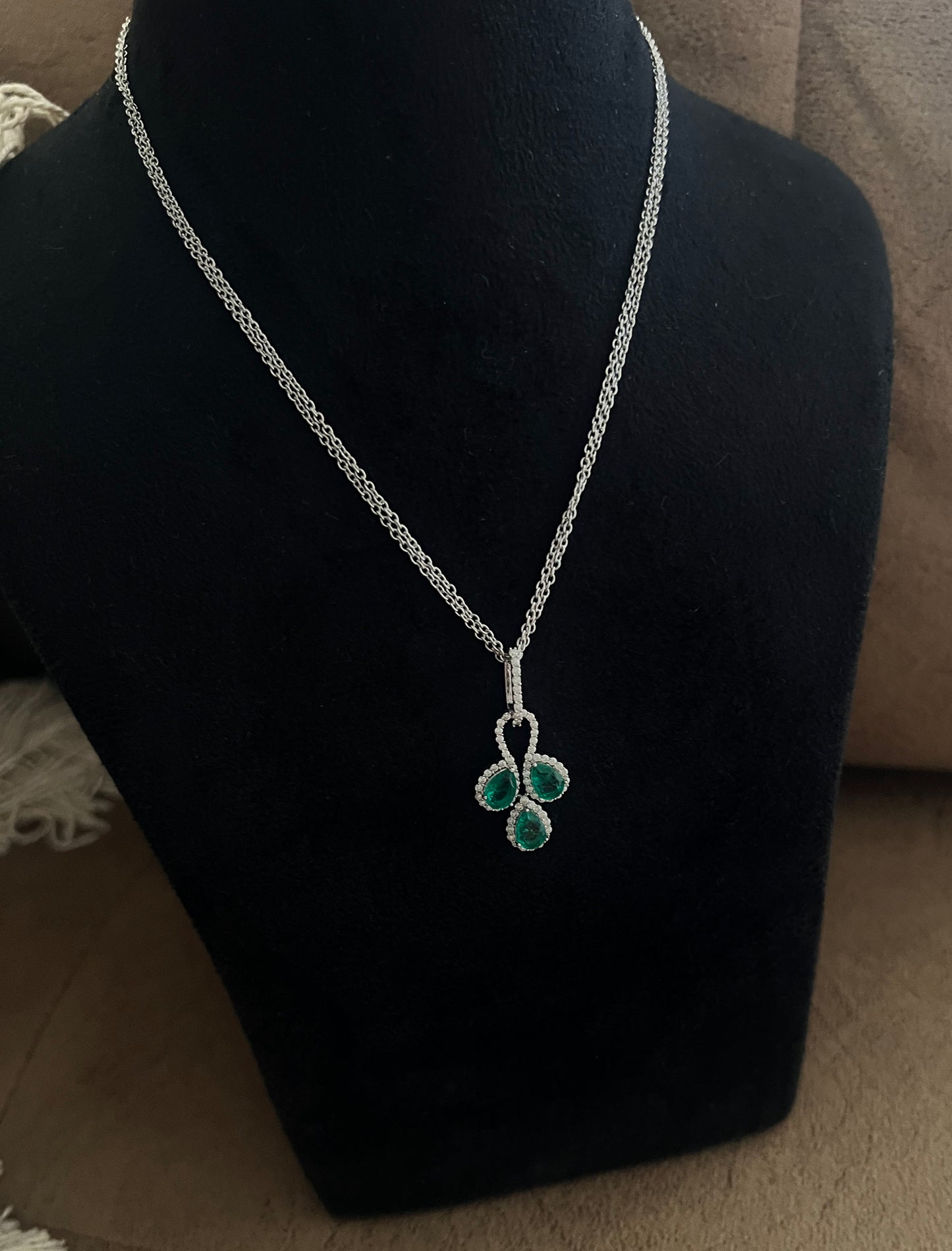 3 Petals Lab Grown Emerald Pendant