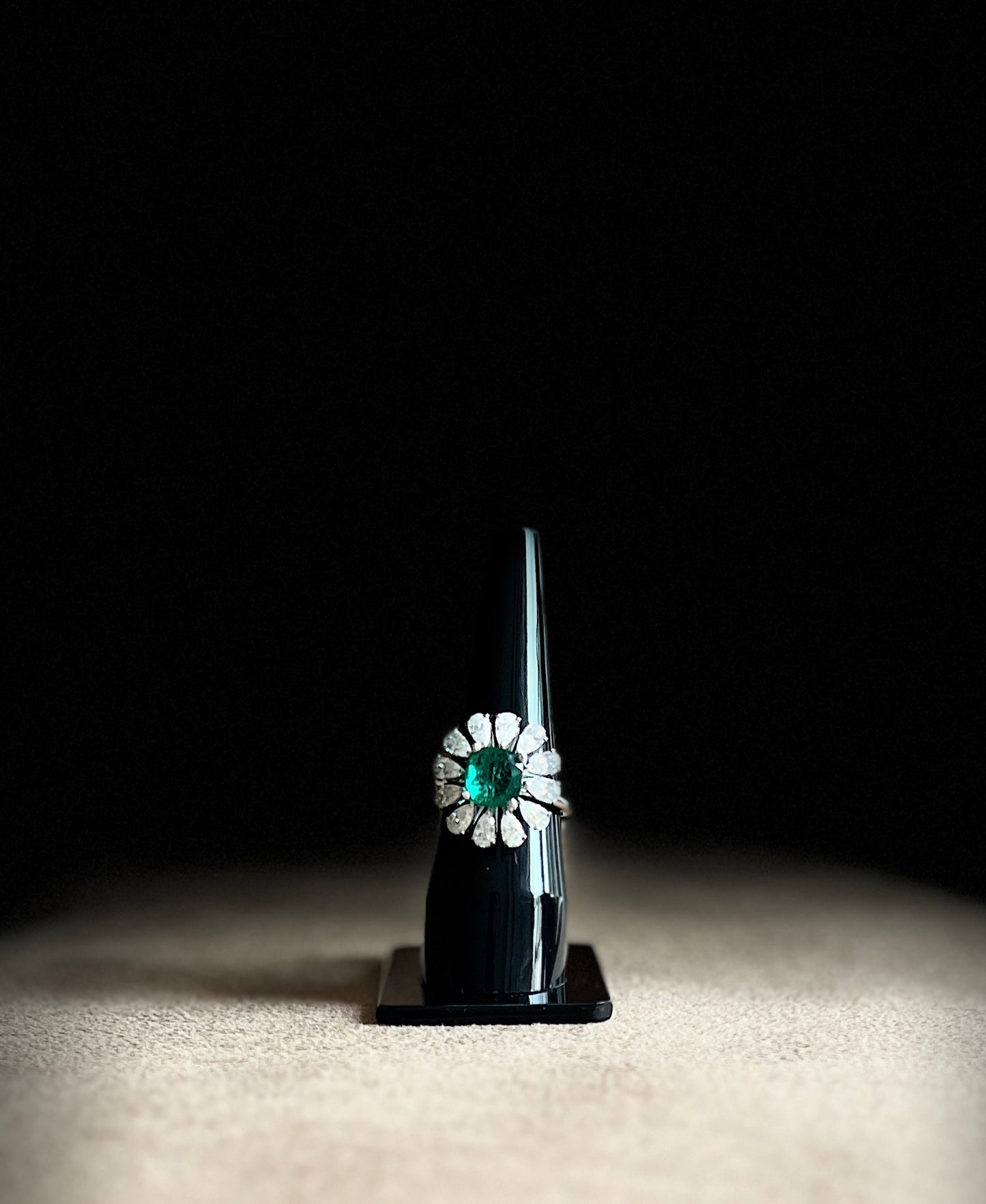 Floral Lab Grown Emerald Ring