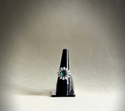 Floral Lab Grown Emerald Ring