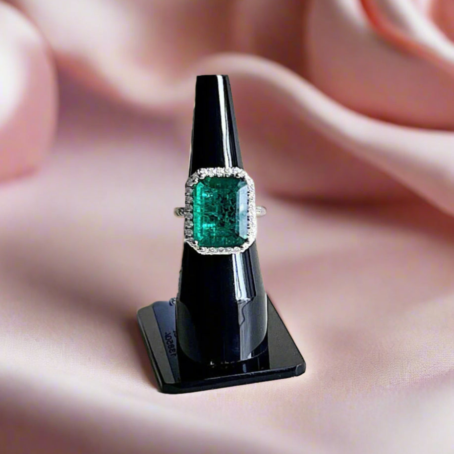 Lab Grown Emerald with Moissanite Fancy Ring