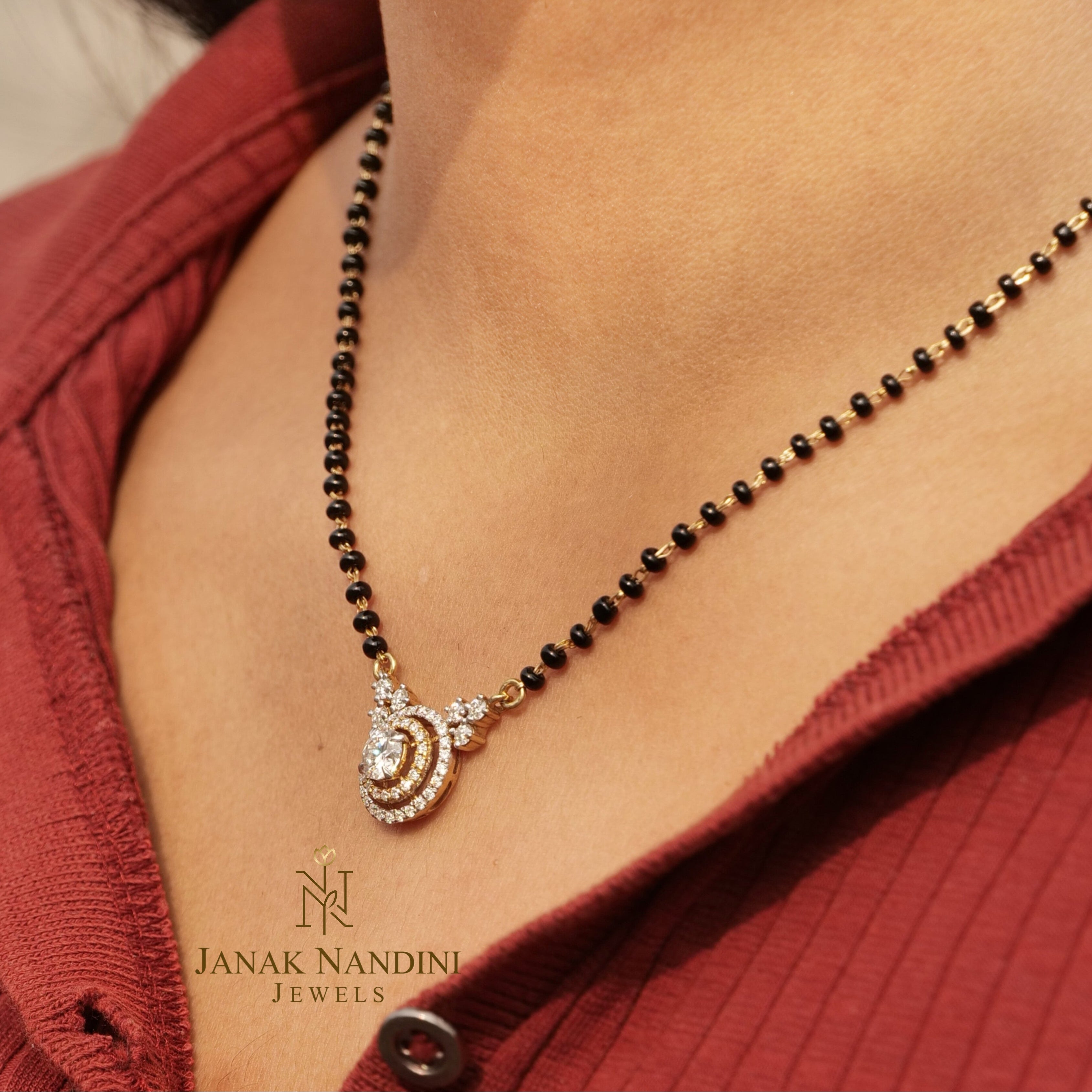 Modern Viva Moissanite Mangalsutra in 925 Silver with Rhodium Plating | The Modern Bride’s Daily Essential