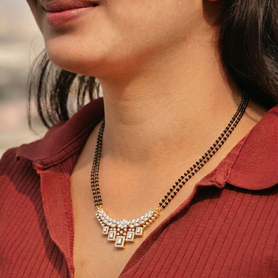 Infinity Glow Moissanite Mangalsutra in 925 Silver with Rhodium Plating | Everyday wear in Silver