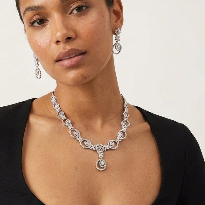 Lustrous Moissanite Charm Necklace in Pure 925 Silver