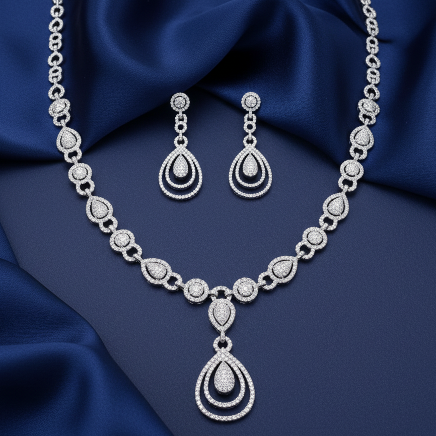 Cocktail Spark Moissanite Necklace in 925 Silver