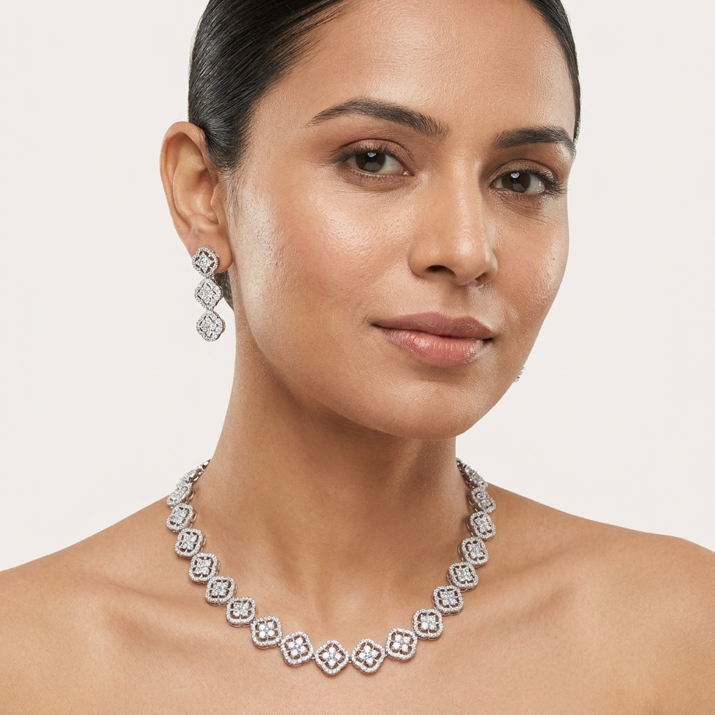 925 Silver Moissanite Round Necklace with Moissanite Diamond