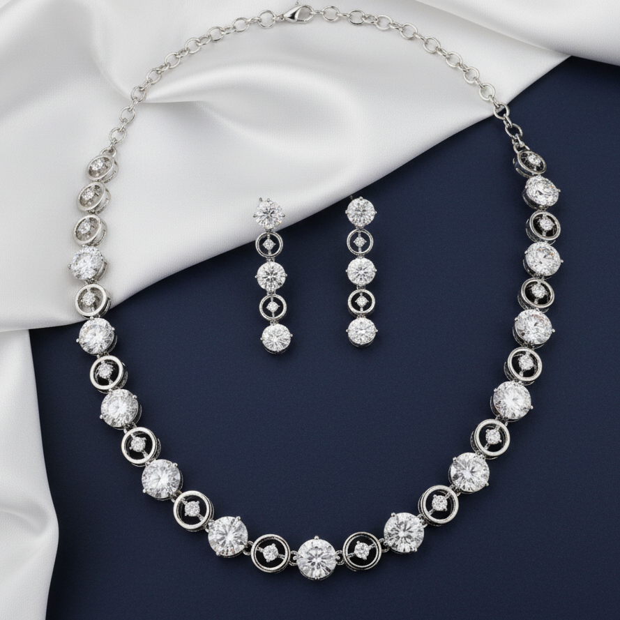 Classic Solitaire Moissanite Silver Necklace