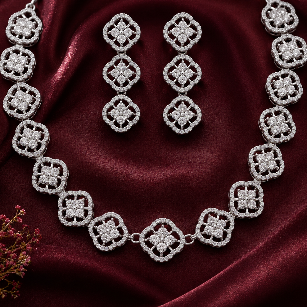 925 Silver Moissanite Round Necklace with Moissanite Diamond