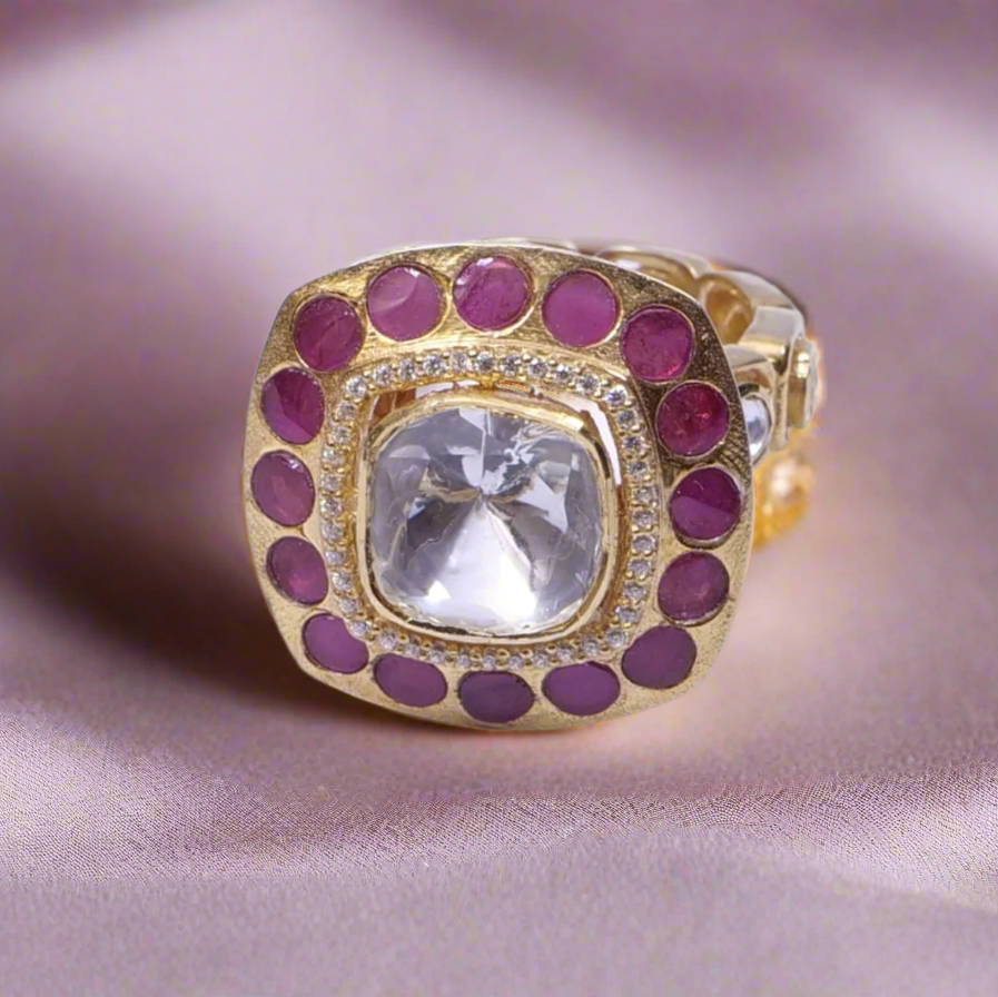 Elegant Moissanite Polki Ring