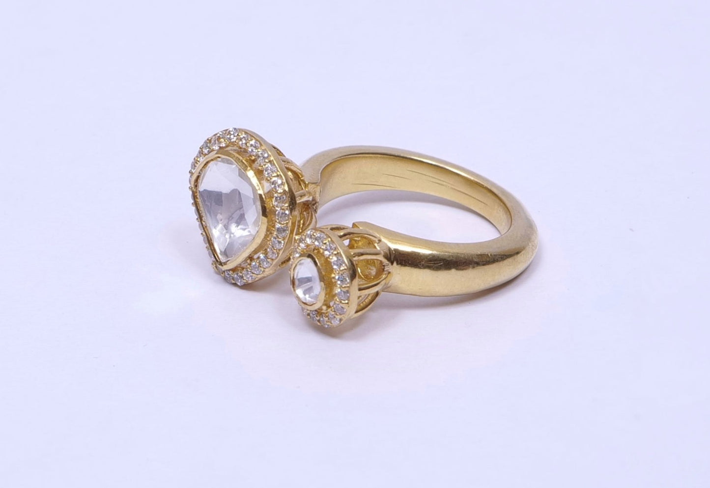 Two-stone Moissanite Polki adjustable Ring