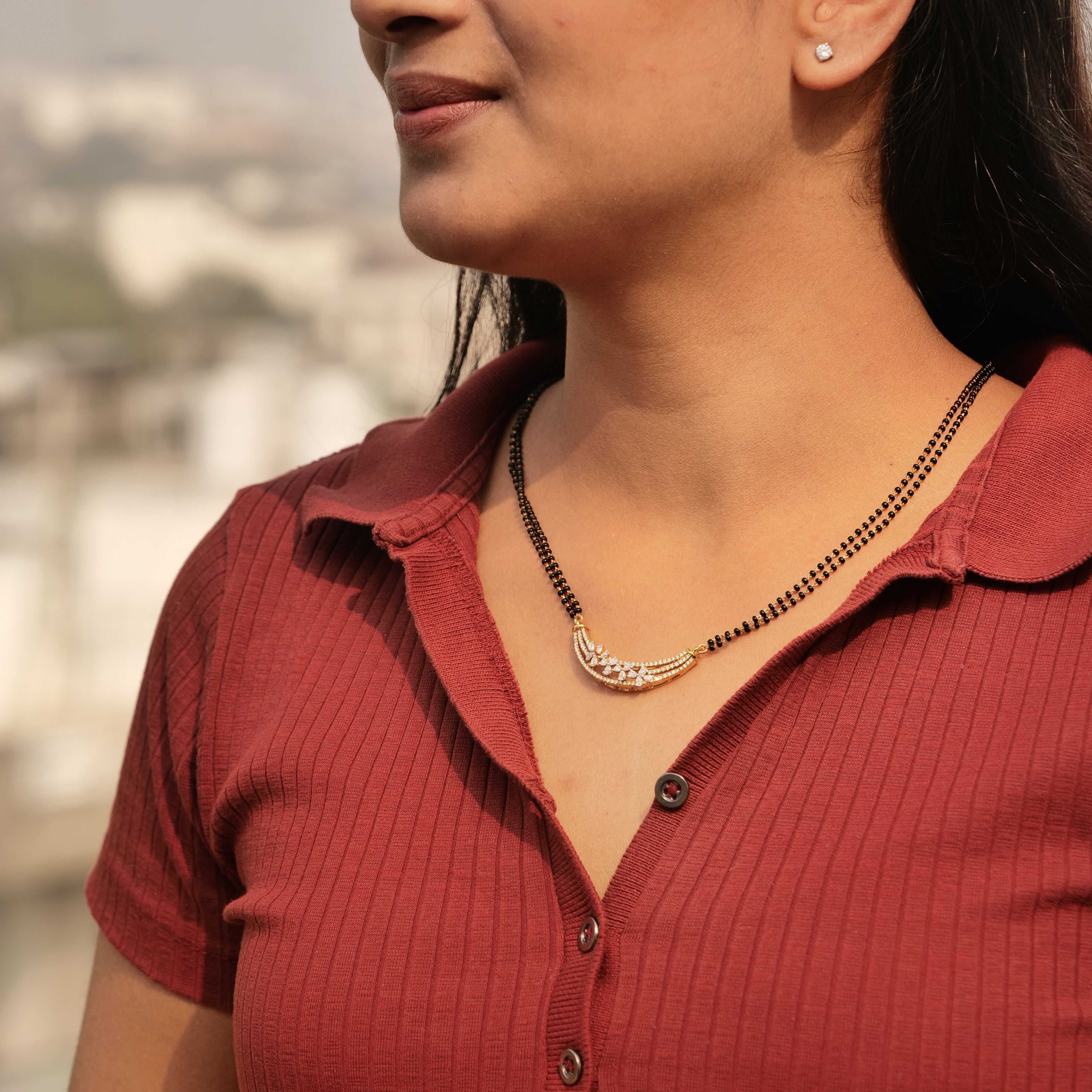 Celeste Shine Mangalsutra in 925 Silver with Rhodium Plating | Lightweight & Perfect for Daily Wear