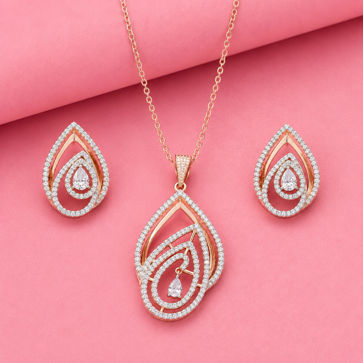 925 Silver Moissanite Solitaire Pendant Set for Brides & Festive Wear
