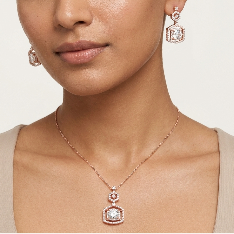 Evora Pendant Set in Sterling Silver & Moissanite