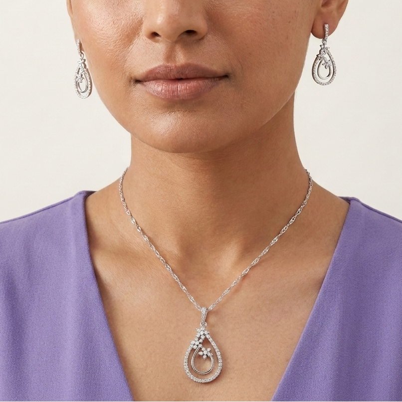 Majestic Radiance Moissanite Pendant Set in Sterling Silver
