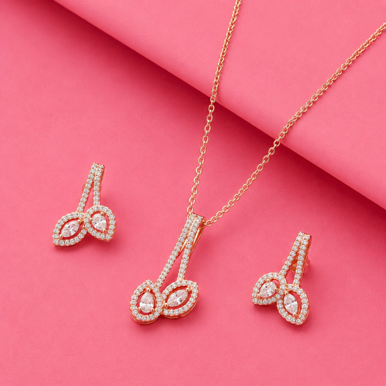 Leafy love Sterling Silver Moissanite Pendant Set