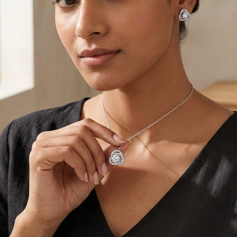 Meadow Magic Sterling Silver Moissanite Pendant Set