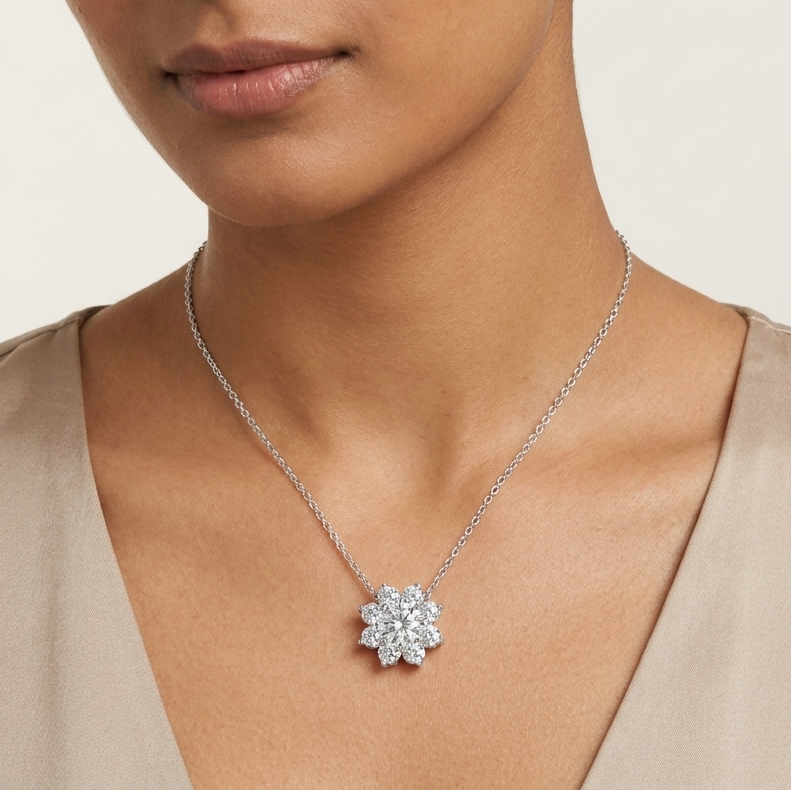 Infinity Loop Moissanite Silver Pendant in Silver