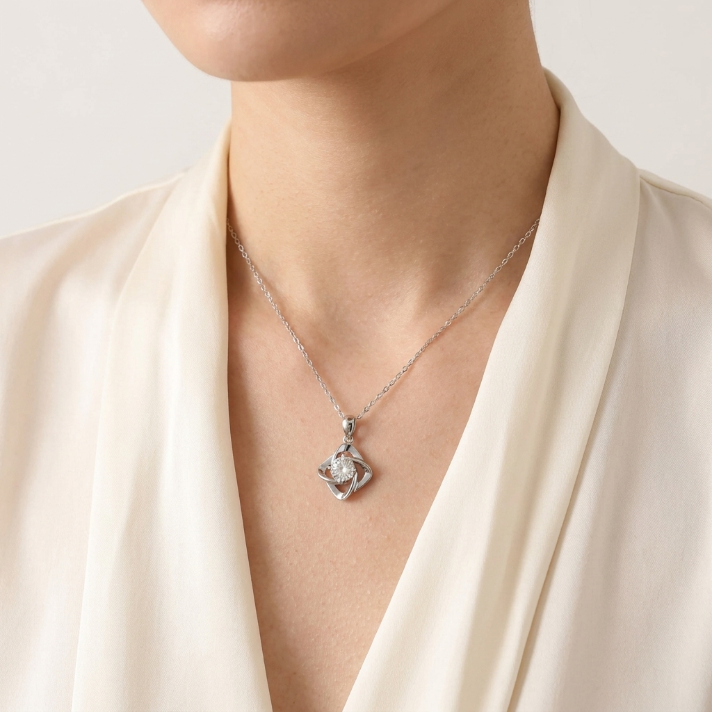 Eternal Bloom Moissanite Pendant in Silver