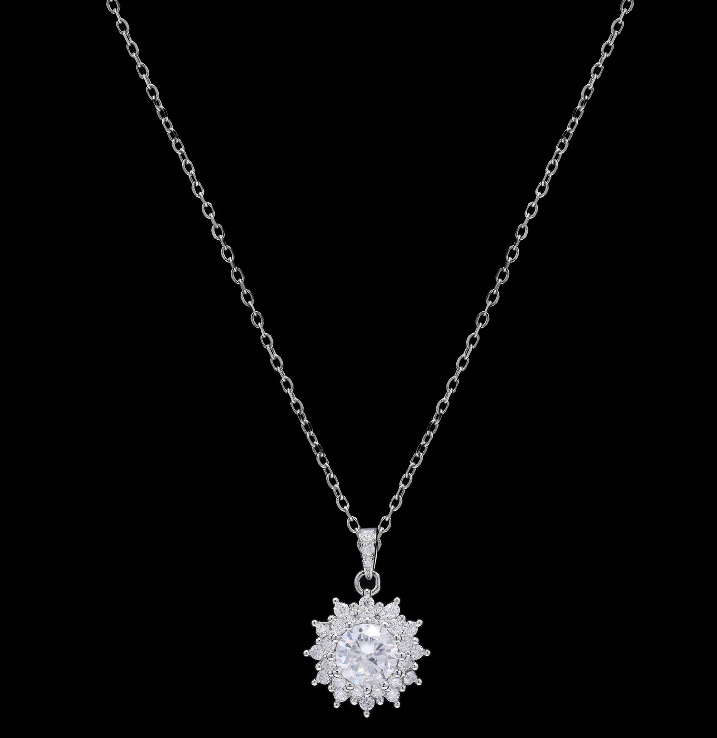 Sterling Silver Celestial Floral Pendant