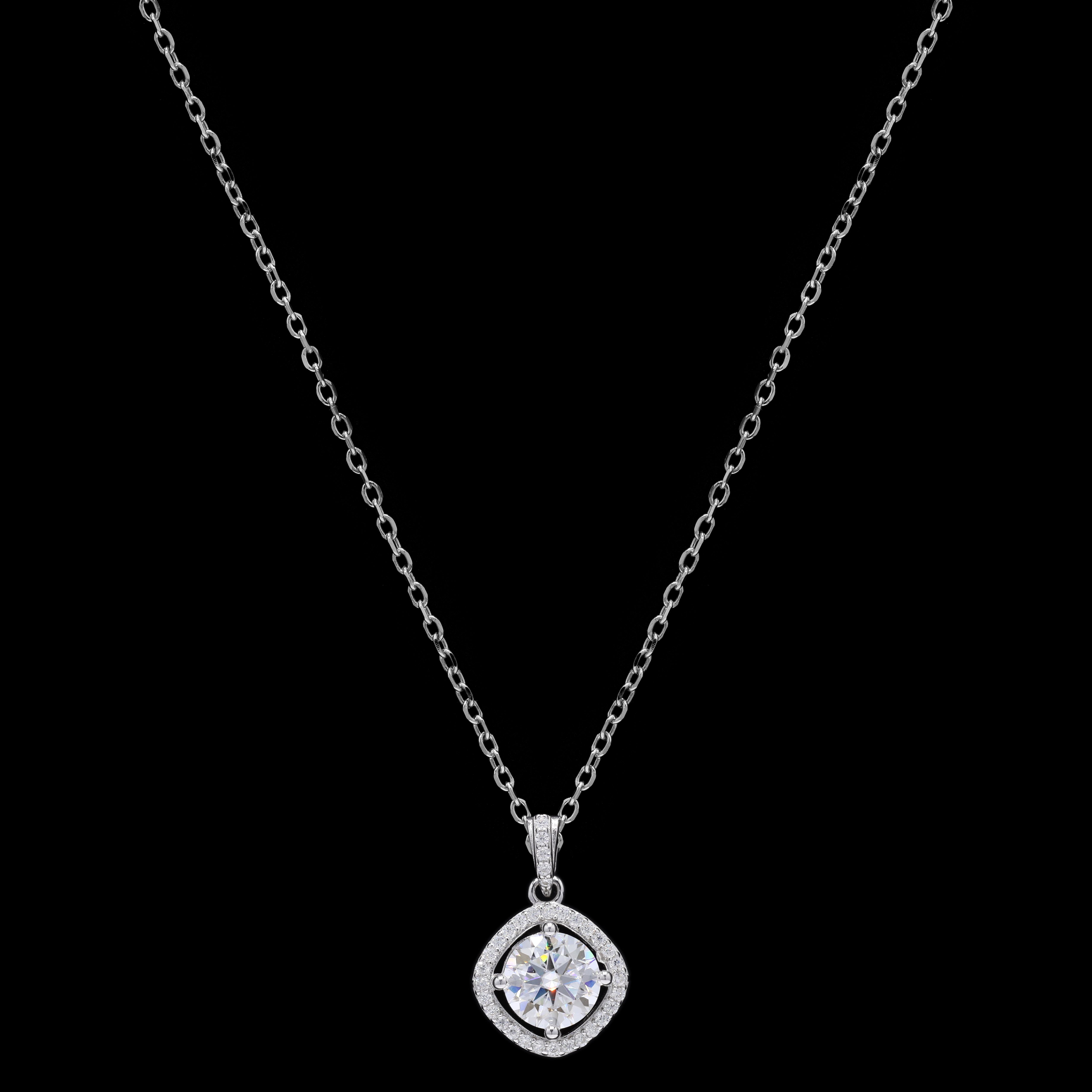 Silver Drizzle Drop Moissanite Pendant in Silver