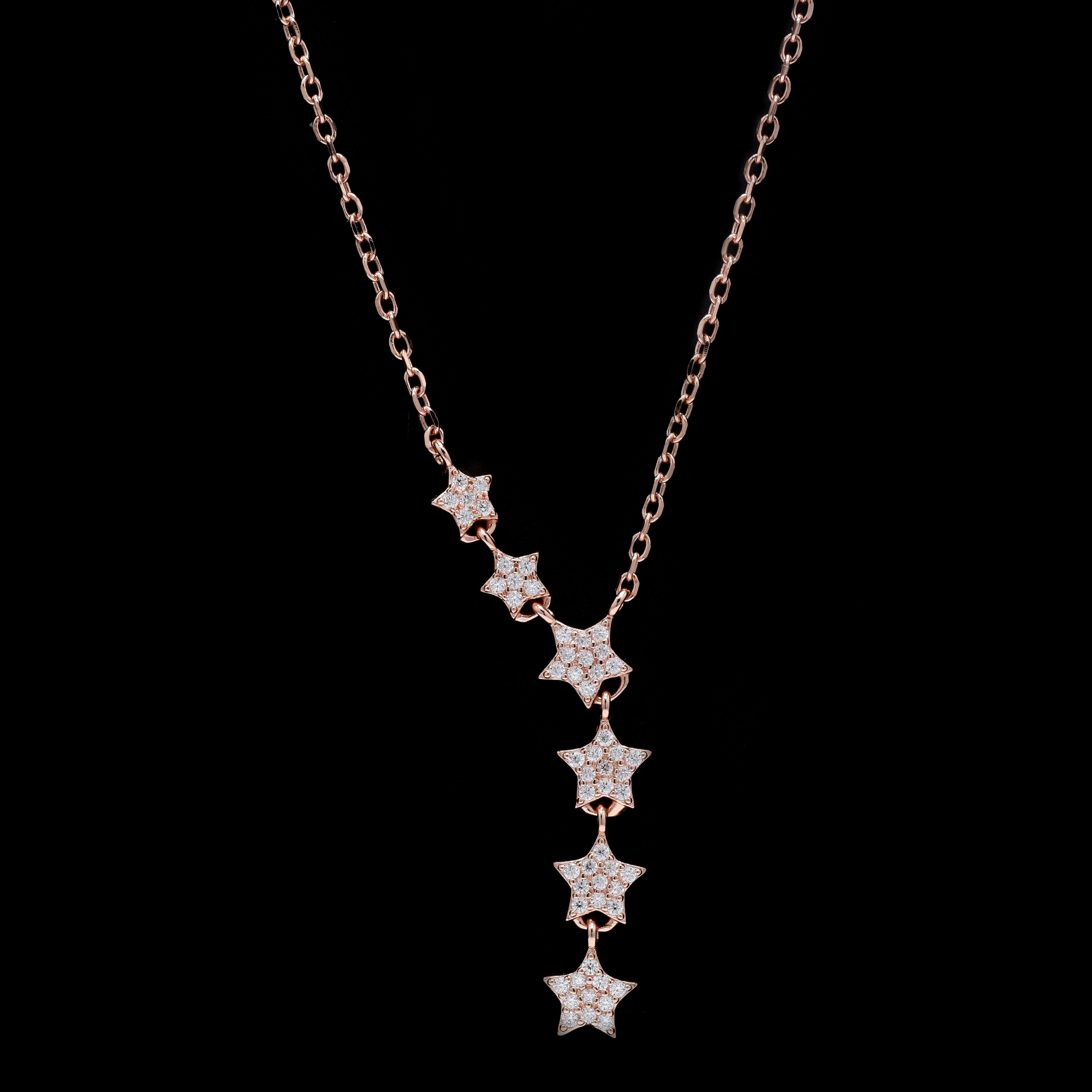 6 Star Moissanite Diamond Chain Pendant in Sterling Silver