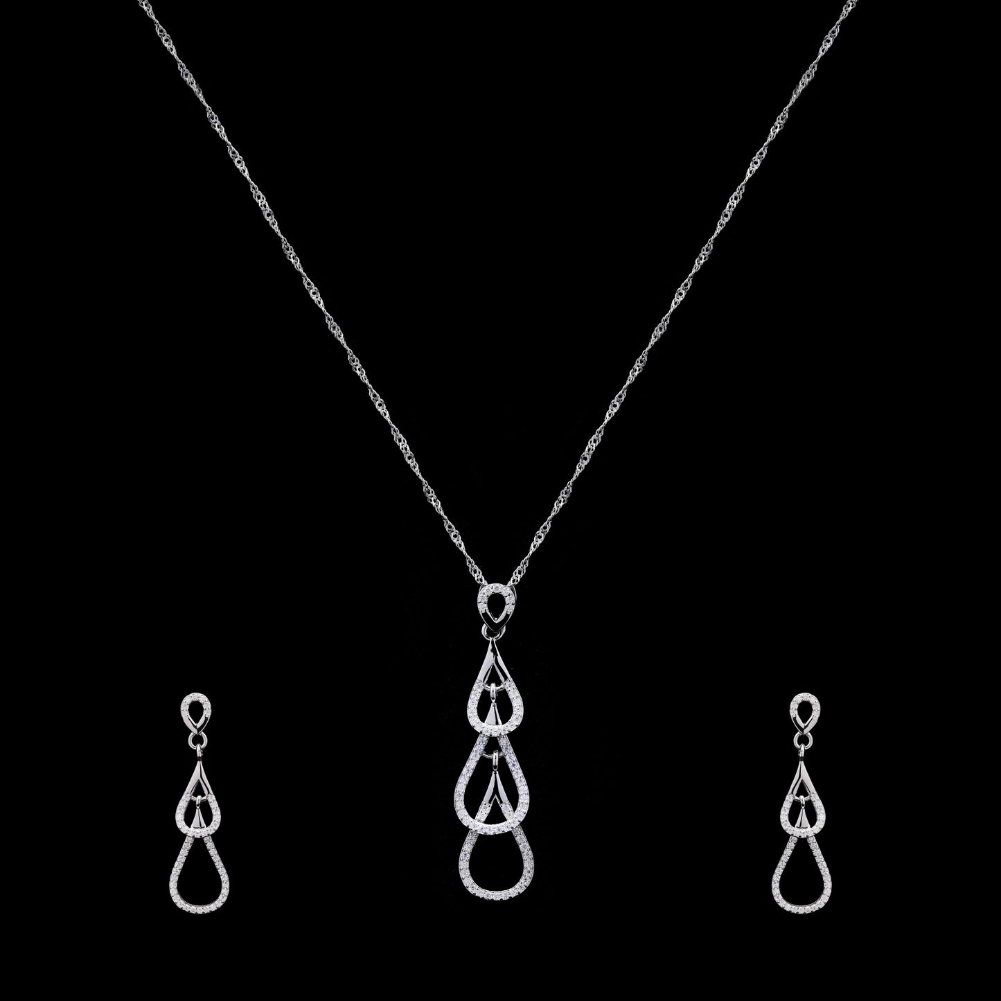 Droplets Sterling Silver Pendant Set