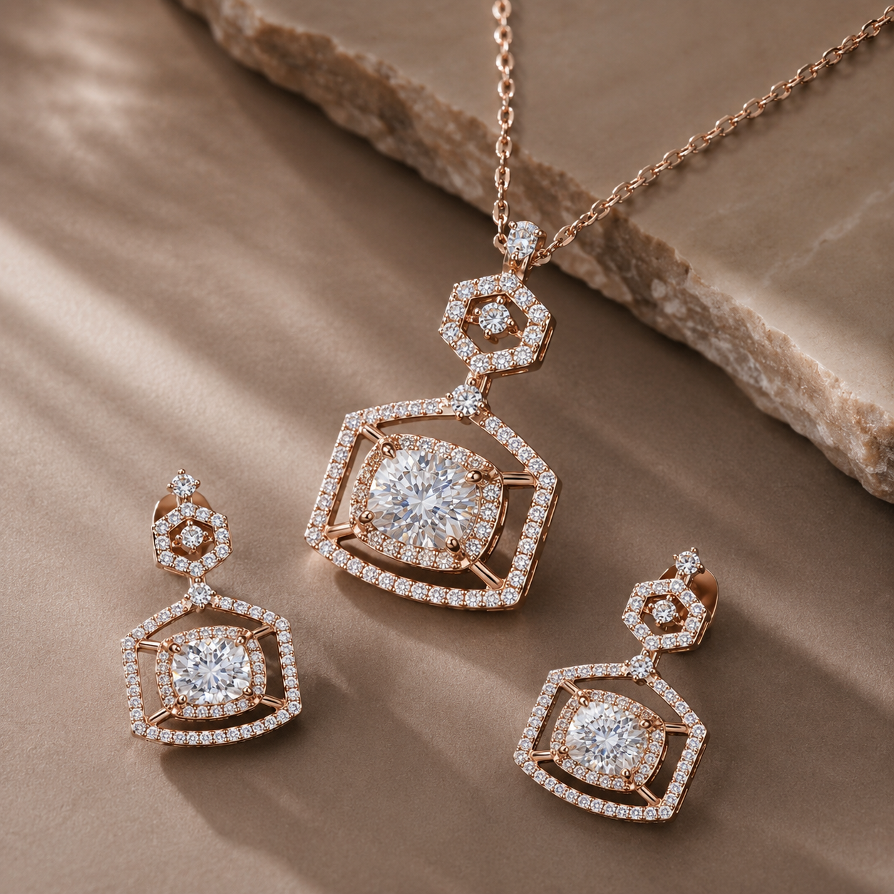 Evora Pendant Set in Sterling Silver & Moissanite