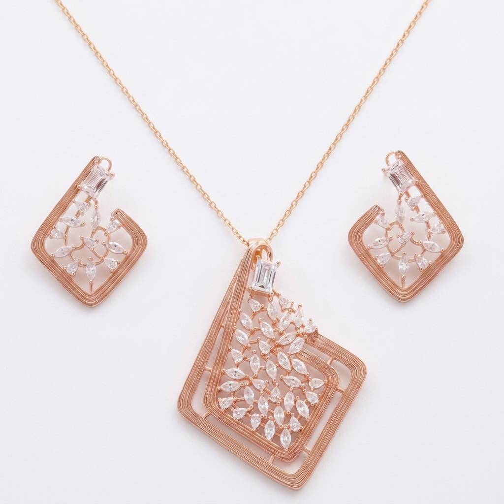 Blossom Bliss Sterling Silver Moissanite Pendant Set