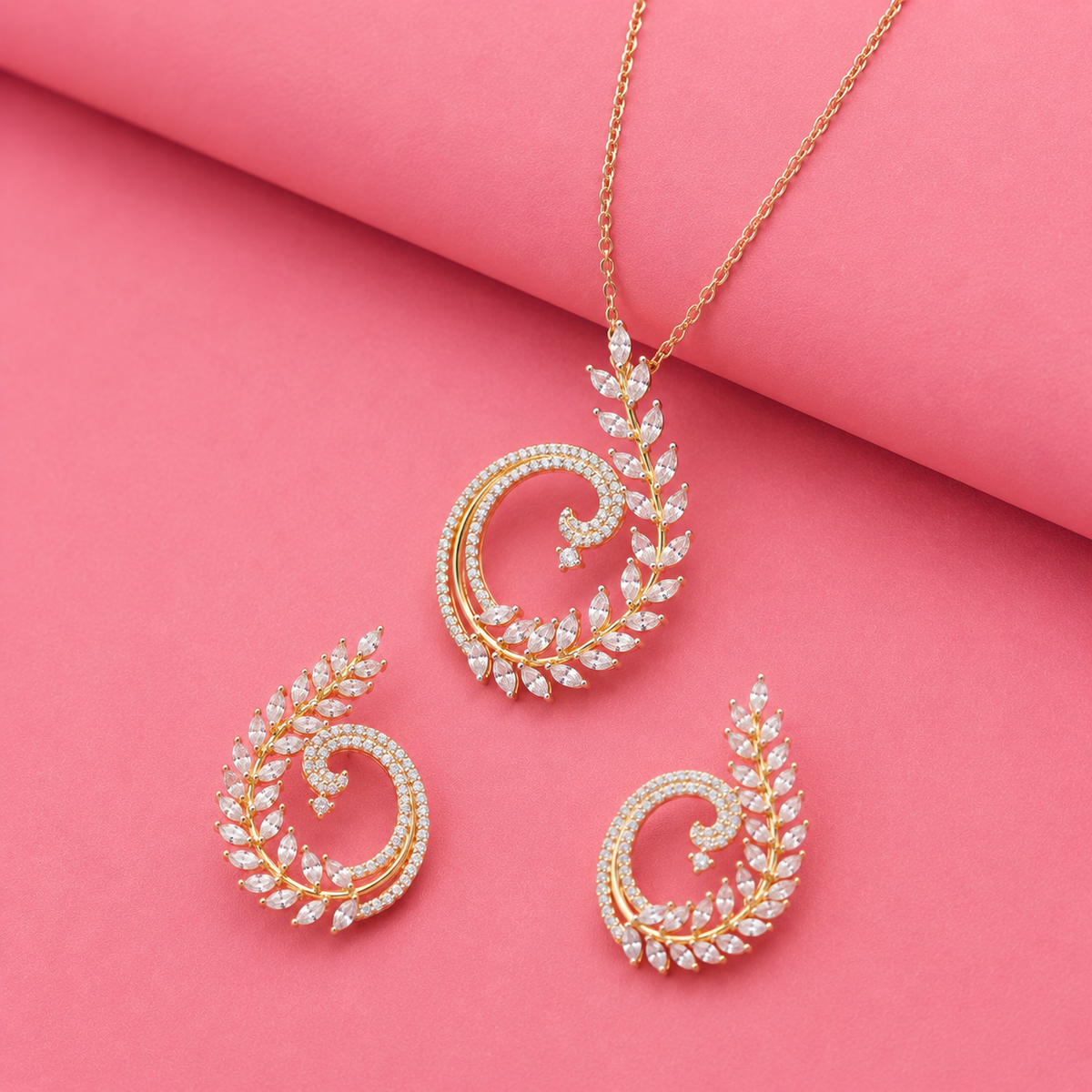 Melody of Flowers Sterling Silver Moissanite Pendant set in Gold Rhodium