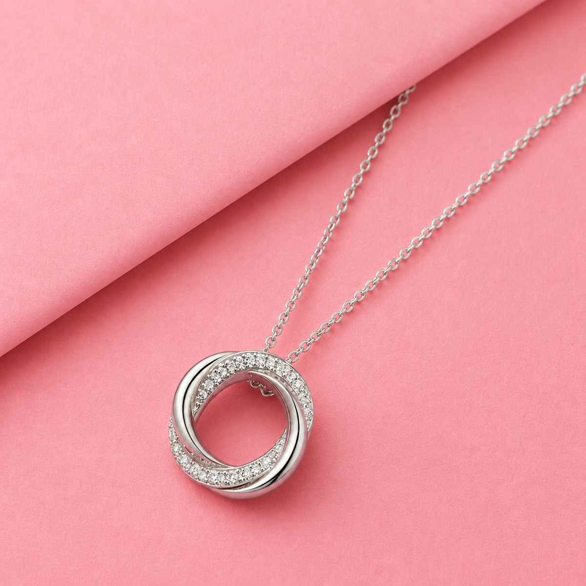Twisted Round Moissanite Pendant in Sterling SIlver with Moissanite