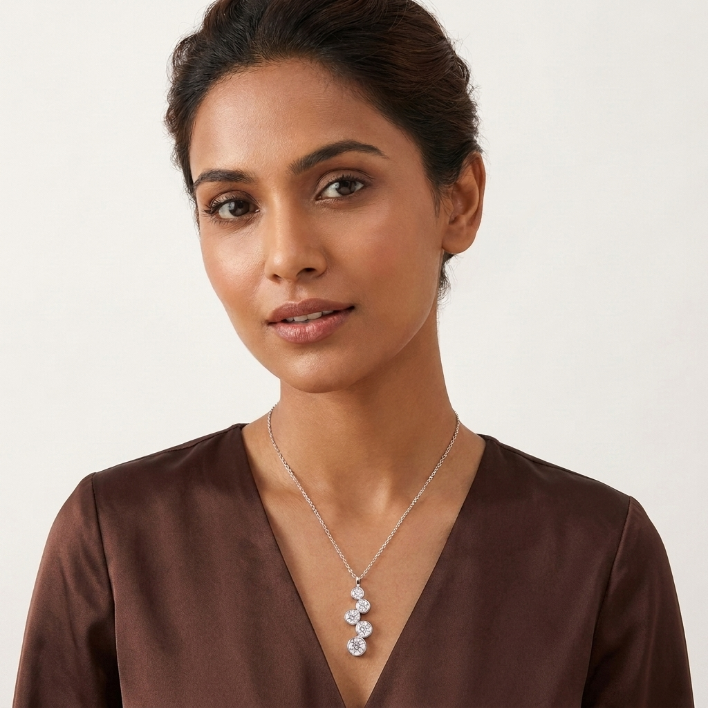Channel Set Stack Pendant in Sterling SIlver with Moissanite