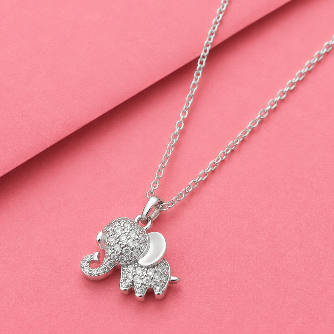 Sterling silver Elephant pendant with Moissanite Diamond